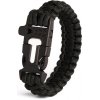 WARAGOD Bazin paracord náramok s píšťalkou a kresadlom, čierny