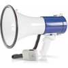 Nedis MEPH200WT - Megafon | 25 W | Dosah 1 500 m | Odpojitelný Mikrofon | Bílá / Modrá