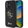 Kryt na mobil Guess PU Fixed Glitter 4G Metal Logo Zadný Kryt pre iPhone 16 Black (GUHCP16SHG4SGK)
