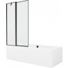 MEXEN/S - Cube obdĺžniková vaňa 170 x 80 cm s panelom + vaňová zástena 100, čierna vzor 550517080X9410117070
