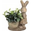 Clayre & Eef Béžová antik dekorácia králičice s kvetináčikom - 38*22*49 cm - Clayre & Eef