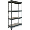 Majster Regál Bezskrutkový kovový regál RIVET, 180x90x60 cm, 4x HDF polica, antracitová sivá, Šedá