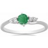 Nefertitis Prsteň strieborný s brúseným smaragdom a zirkónmi Ag 925 011580 EM - 54 mm (US 7), 1,8 g