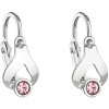 Evolution Group Strieborné detské náušnice visiace s krištáľmi Swarovski ružová slza 31198.3, darčekové balenie