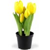 Umelé tulipány v kvetináči - (21cm) žltá