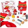 LEAN TOYS Hasičská drevená súprava s kostýmom pre deti
