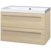 MEREO - Bino, kúpeľňová skrinka s umývadlom z liateho mramoru 81 cm, dub Sand Barbera CN631M