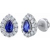 Silvego Diamantové náušnice kôstky Dutchess v bielom zlate s prírodným zafírom a diamantmi 0,18 ct DNN3256EGWDSA