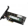 AXAGON PCEM2-D PCI-E 3.0 4x - DUAL M.2 SSD (NVMe + SATA), dual voltage, up to 110mm SSD