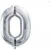 Balón fóliový 86cm - číslo 0, strieborný