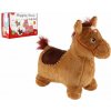 Teddies hopsadlo kůň plyš hnědý výška sedla 23cm na baterie se zvukem v krabici