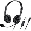 Genius HS-230U, Headset, náhlavný, drôtový, s mikrofónom, ovládanie hlasitosti, USB-C, čierny