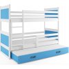 BMS Group Poschodová posteľ s prístelkou RICO 3 200x90 Biela - Modrá