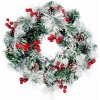 Strend Pro Veniec MagicHome Vianoce, prírodný, so šiškami, 20x LED, teplá biela, 3xAA, 8 funkcií, 30 cm
