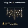 LongLife led svetelná záclona vonkajšia - 100led - 6m teplá biela - biely kábel