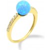 MYRO Prsteň zo žltého zlata - Gulička v modrom opále