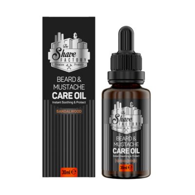 The Shave Factory Beard and Mustache Care Oil SandalWood - olej na bradu a fúzy s vôňou santalového drievka 30 ml (menšie balenie)