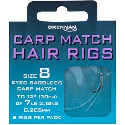 Drennan nadväzce Carp Match Hair Rigs Barbless 18 4 lb