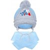 zimná detská čiapka so šálom New Baby psík tmavomodrá (3–4 roky)