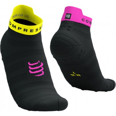 Compressport cyklistické ponožky členkové PRO RACING V4.0 ULTRALIGHT RUN LOW čierna/žltá/ružová