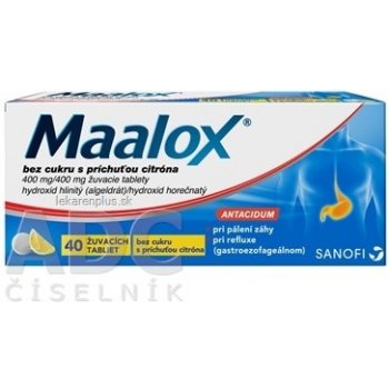 Maalox bez cukru s príchuťou citróna tbl.mnd. 40 x 400 mg/400 mg