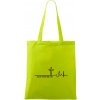 Jesus Saved My Life kríž ekg - Taška bavlnená - 42 x 38 cm ( Limetková )
