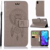Peňaženkové kožené puzdro OWL na Huawei Y5 2019- Sivohnedá