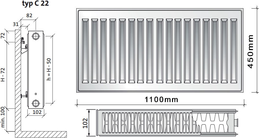 Purmo C22 450 x 1100