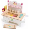 Drevený zmrzlinársky vozík Ice Cream Cart Tender Leaf Toys na kolieskach 15 dielov s nanukmi a zmrzlinou