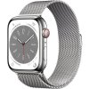 Apple Watch Series 8 45 mm Cellular Strieborný nerez so strieborným milánskym ťahom MNKJ3CS/A