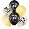 Latexové balonky 50. narozeniny zlato-černé s konfetami 30 cm – 6 ks
