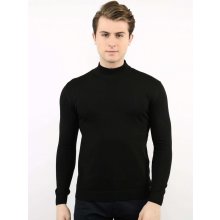 Pánsky tenký pletený sveter so stojačikom tik-k21-0095 black