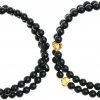 Partnerský Glosery wrap náramok zdobený krištáľmi v tvare srdiečok Swarovski®, lesklý /matný čierny achát, howlite, tigrie oko 6mm Typ korálok: howlite, Obvod zápästia: S 16 cm, Farba srdiečok: zlatá