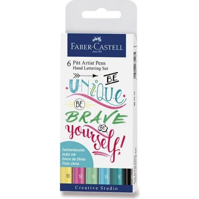 Faber-Castell 267116 Popisovač Pitt Artist Pen Hand Lettering súprava 6 ks, pastelové farby