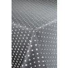 Obrus PVC 6743710, metráž, 20 m x 140 cm, bodky biele na čiernom podklade, IMPOL TRADE