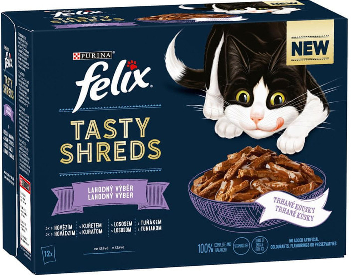 Felix Tasty Shreds výber mix v šťave 12 x 80 g