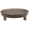 Clayre & Eef Hnedá antik drevená dekoračná miska / podnos M - Ø 26*7 cm - Clayre & Eef