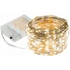 Biele svetielka na drôtiku, mikro, na batérie, 100 LED