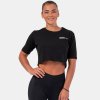 Nebbia Crop top na cvičenie Minimalist Logo 600 black