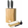G21 Sada damaškových nožov Gourmet v bambusovom bloku 4 ks + brúsny kameň