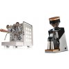 Rocket Espresso Appartamento, white, walnut + Eureka Mignon Single Dose PRO, Chrome & Oak
