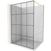 Mexen Kioto, sprchová zástena Walk-In 140 x 200 cm, 8mm číre sklo čierny vzor, zlatý matný profil, 800-140-101-55-77