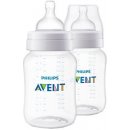 Philips Avent fľaša PP Antikolik Duo 2 fľaše polopriehľadné antikolikový mäkký cumlík pomalý prietok 1x1 set 260 ml