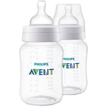Philips Avent fľaša PP Antikolik Duo 2 fľaše polopriehľadné antikolikový mäkký cumlík pomalý prietok 1x1 set 260 ml
