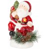 MagicHome Dekorácia Vianoce Santa s čečinou LED terakota 10x8,2x13,7 cm