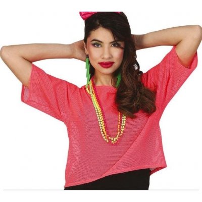 Guirca sieťované retro tričko disco ružové