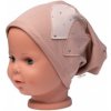 Baby Nellys Detská čiapka bavlna Srdiečka s kamienkami cappuccino