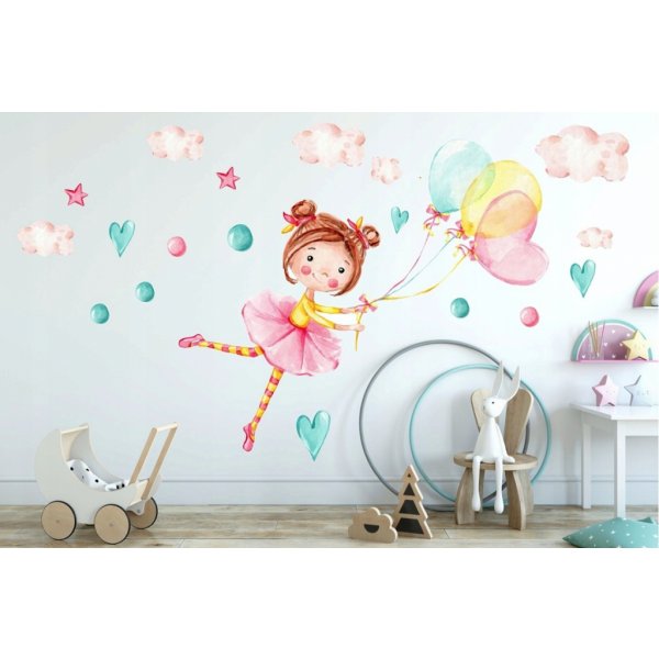 DomTextilu Krásna detská nálepka na stenu dievčatko s balónmi 60 x 120 cm  46191-216712 od 17,90 € - Heureka.sk