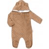 Baby Nellys Dvojvrstvový velúrový overal s kapucňou New Bunny hnedý