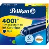 Pelikan 4001 standard - atramentová náplň - 6 ks - nevymazateľný atrament - modrá